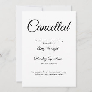 Wedding geannuleerd Aankondiging legante kaart