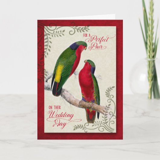 Wedding Gefeliciteerd Vintage Loriket Parrots Kaart (Voorkant)
