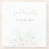 Wedding Gentle White Calla Lily Rozen Waterverf S Glazen Onderzetter (Achterkant)