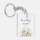 Wedding Gentle White Calla Lily Rozen Waterverf S Sleutelhanger (Voorkant Links)