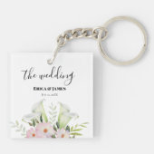 Wedding Gentle White Calla Lily Rozen Waterverf S Sleutelhanger (Achterkant)