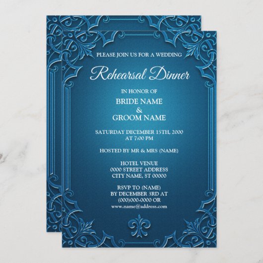 Wedding Geometric Teal Turquoise Rehearsal Dinner Kaart (Voorkant / Achterkant)