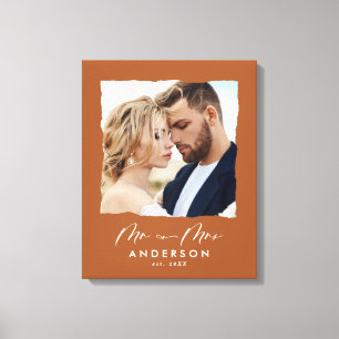 Wedding gepersonaliseerde moderne foto Mr en Mrs. Canvas Afdruk