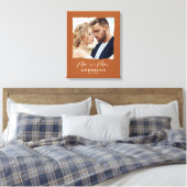 Wedding gepersonaliseerde moderne foto Mr en Mrs. Canvas Afdruk (Insitu (Slaapkamer))