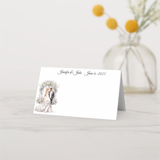 Wedding Gevouwen Naam Plaats Kaart Plaatskaartje (Voorkant)