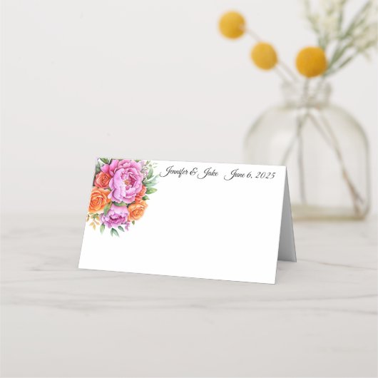 Wedding Gevouwen Naam Plaats Kaart Plaatskaartje (Voorkant)