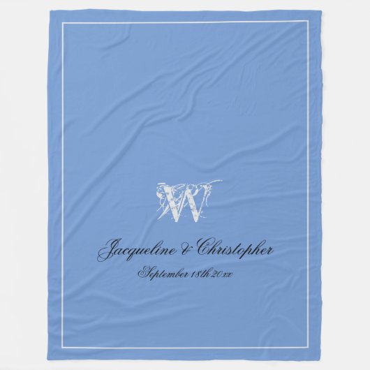 Wedding Gift Elegant Monogram Pas getrouwd Keepomw Fleece Deken (Voorkant)