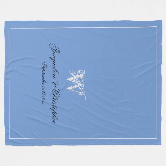 Wedding Gift Elegant Monogram Pas getrouwd Keepomw Fleece Deken (Voorkant (Horizontaal))
