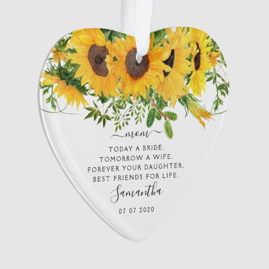 Wedding Gift Moeder van de bruine zonnebloem Ornament (voorkant)