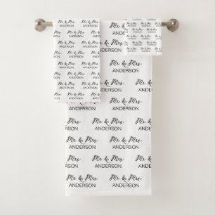 Wedding gift Mr. en Mrs. gepersonaliseerd newlywed Bad Handdoek