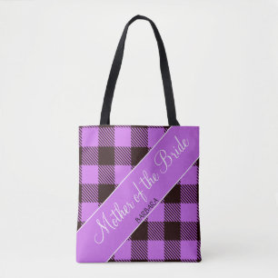 Wedding Gift Orchid Tartan, moeder van de bruid Tote Bag