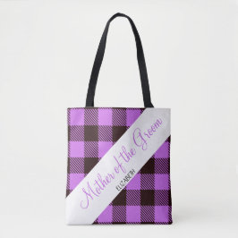 Wedding Gift Orchid Tartan Moeder van de Groom Tote Bag