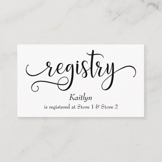 Wedding Gift Registry Cards met Manuscript uitwerk Informatiekaartje (Voorkant)