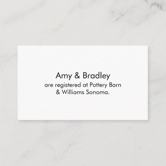 Wedding Gift Registry, Elegant Script Typografie Informatiekaartje (Achterkant)