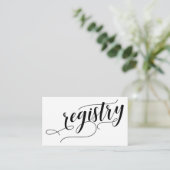 Wedding Gift Registry, Elegant Script Typografie Informatiekaartje (Staand voorkant)