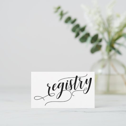 Wedding Gift Registry, Elegant Script Typografie Informatiekaartje (Staand voorkant)
