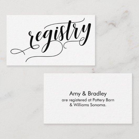 Wedding Gift Registry, Elegant Script Typografie Informatiekaartje (Voorkant / Achterkant)