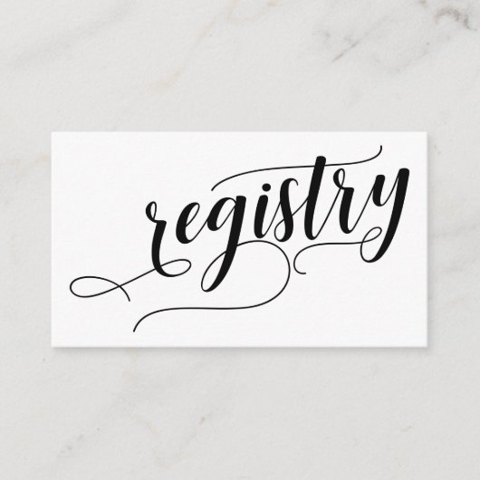 Wedding Gift Registry, Elegant Script Typografie Informatiekaartje (Voorkant)