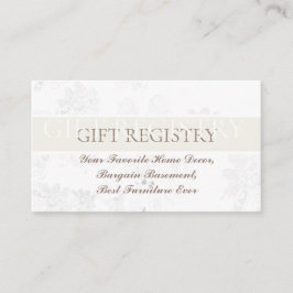 Wedding Gift Registry (W/White Floral nodigt uit) Informatiekaartje