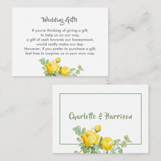 Wedding Gift Request Honeymoon Money Personalized  Informatiekaartje (Voorkant / Achterkant)