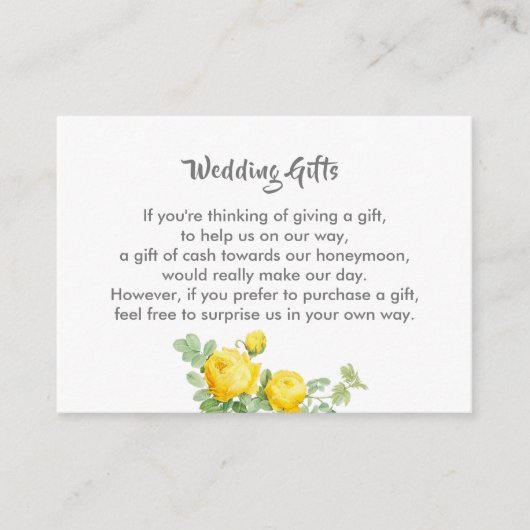 Wedding Gift Request Honeymoon Money Personalized  Informatiekaartje (Voorkant)