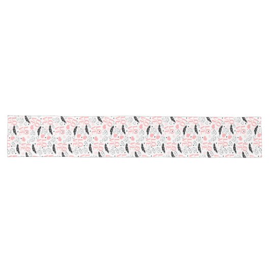 Wedding Gift Table Runner Pink Black Love Text Lange Tafelloper (Horizontaal)