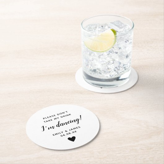 Wedding Glass Topper Script Love Heart Ronde Kartonnen Onderzetter (Insitu)