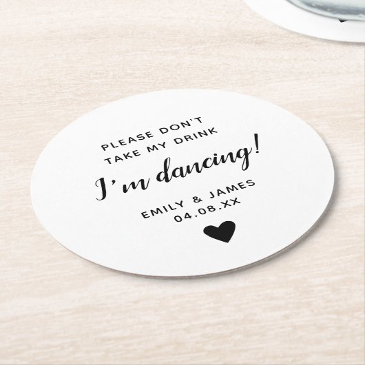 Wedding Glass Topper Script Love Heart Ronde Kartonnen Onderzetter (Gebogen)