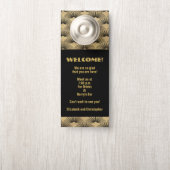 Wedding Gold Art Deco Welkom Evenement Inteneary Deurhanger (Op knop)