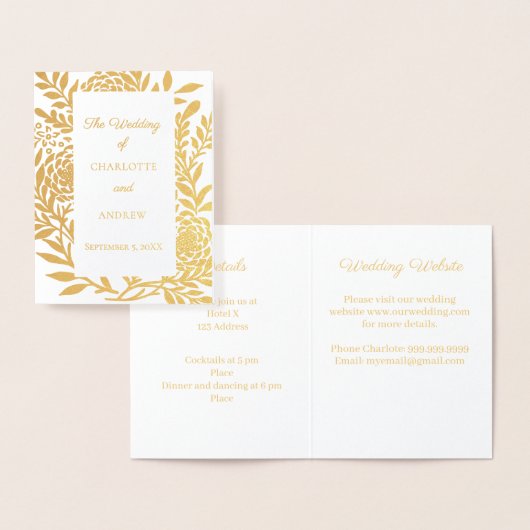 Wedding gold botanical website details luxury folie kaarten (Display)