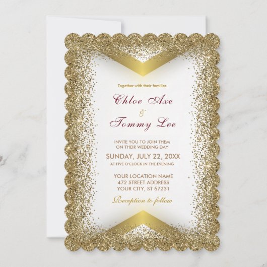 Wedding Gold Glitter Invitation Kaart (Voorkant)