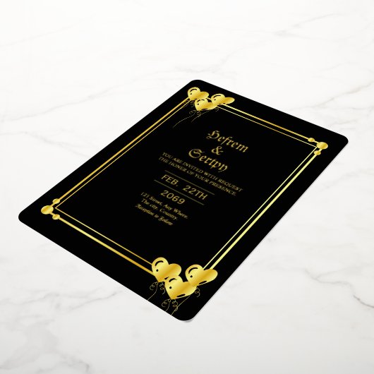 Wedding Gold Luxury Gold Foil Invitation Kaart (Gedraaid)