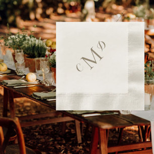 Wedding Gold Mixed Monogram Cream Coined Cocktail Servet
