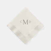 Wedding Gold Monogram Cream Coined Cocktail Servet (Hoek)