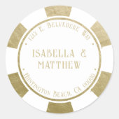 Wedding Gold Poker Chip Return Address Sticker (Voorkant)