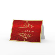 Wedding Gold Red Gefeliciteerd Kaart