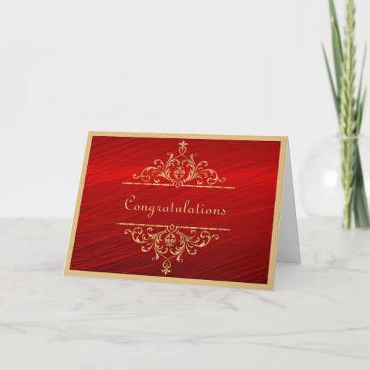 Wedding Gold Red Gefeliciteerd Kaart (Voorkant)