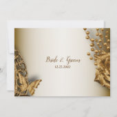 Wedding Golden Beige Floral Butterfly  Kaart (Achterkant)