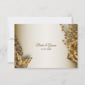 Wedding Golden Beige Floral Butterfly  Save The Date (Achterkant)