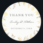 Wedding Golden Leaf Dank je Sticker<br><div class="desc">Collectie van het huwelijk in de kleine Bayleigh-winkel.</div>