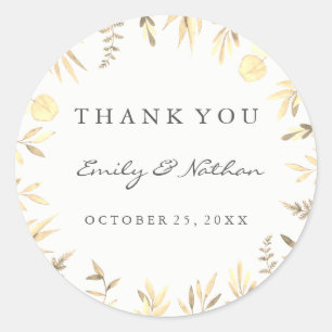 Wedding Golden Leaf Dank je Sticker