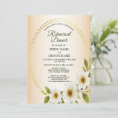 Wedding Golden White Floral Peach Rehearsal Dinner Kaart (Staand voorkant)