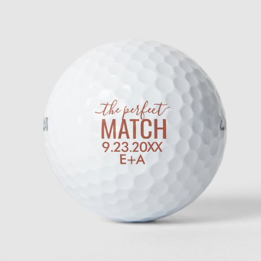 Wedding Golf Balls Perfect Match Monogram Golfballen (Voorkant)