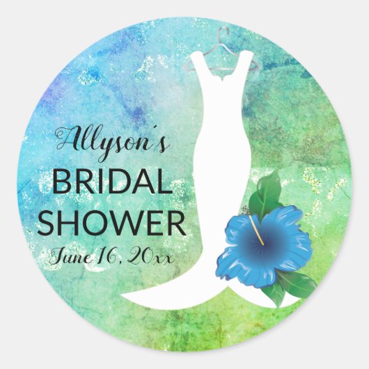 Wedding Gown Beach Thed Vrijgezellenfeest Ronde Sticker (Voorkant)