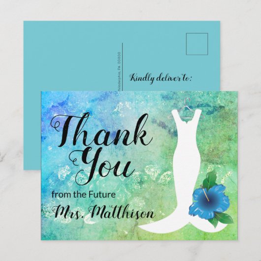 Wedding Gown Beach Threadal Bedankt Briefkaart (Voorkant / Achterkant)