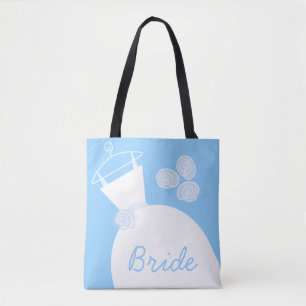 Wedding Gown Blue Bride over de hele canvas tas
