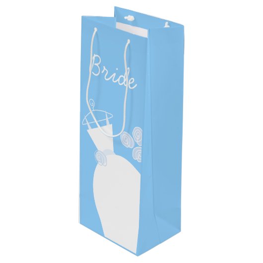 Wedding Gown Blue Bride Wijn Cadeautas (Voorkant Gekanteld)