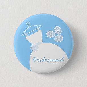 Wedding Gown Blue 'Bridesmaid'-knop Ronde Button 5,7 Cm