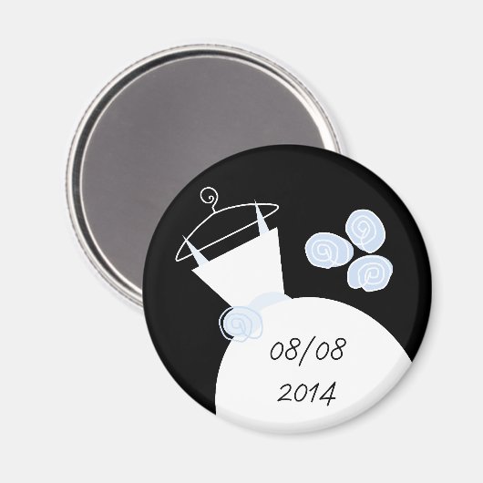 Wedding Gown Blue 'Date fridge magnet black (Voorkant / Achterkant)