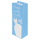 Wedding Gown Blue Moeder of the Bride wine Wijn Cadeautas (Achterkant Gekanteld)